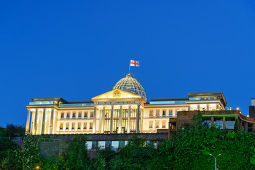 Obraz premium Presidential Palace of Georgia in Tbilisi at night