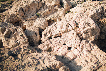 closeup of the rock. Cyprus - Mediterranean Sea coast. Sea Caves near Ayia Napa.