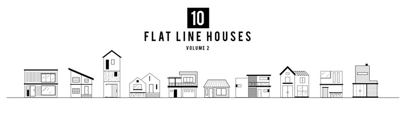 Modern Minimal House Illustration in Vector Flat line style