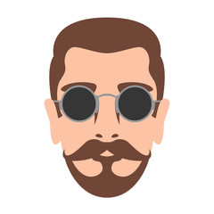 , bearded man with glasses head face vector illustration