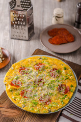 Salami blue cheese omelette