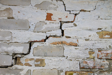Background of the old cracked brick wall