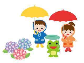 梅雨イメージ　こどもたち