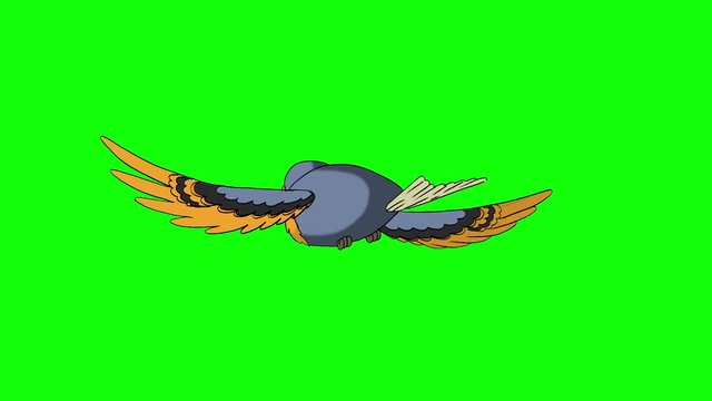 Blue Bird Flies. Back View