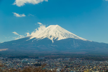 Fuji mountain landscape blue sky