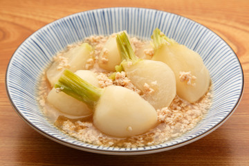 蕪の鶏そぼろ煮