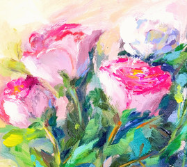 Oil Painting, Impressionism style, texture painting, flower still life painting art painted color image, © kolyadzinskaya