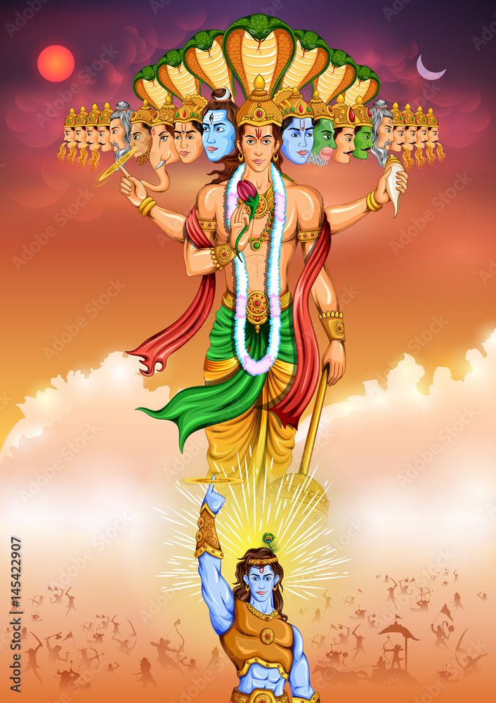 Wall mural lord krishana showing vishvarupa darshan