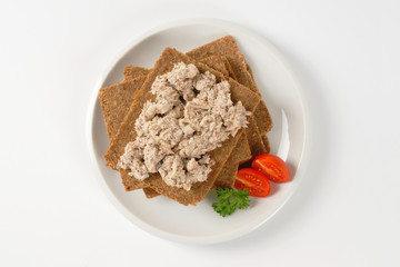fitness bread with fish spread