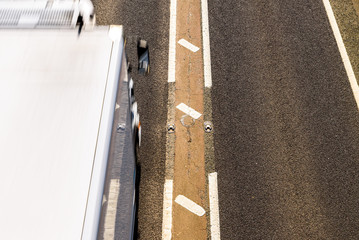 Fototapeta premium Overhead View of UK Motorway Road Sunny Day