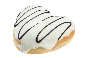 White glaze donut shape as heart