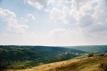 Fototapeta na wymiar Scenic view of Chervonohorod Castle ruins Nyrkiv village, Ternopil region, Ukraine