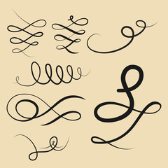 Collection of vector dividers calligraphic style vintage border frame design decorative illustration.