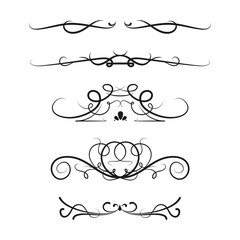 Collection of vector dividers calligraphic style vintage border frame design decorative illustration.
