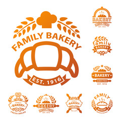 Bakery gold badge icon fashion modern style wheat vector retro food label design element isolated.