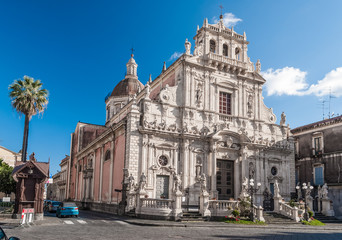 Fototapeta na wymiar The baroque church of San Sebastiano in Acireale (Sicily, Italy)
