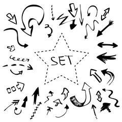 vector set of handwritten arrows