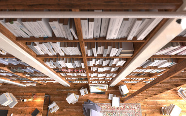 Vintage Library Wall of Books