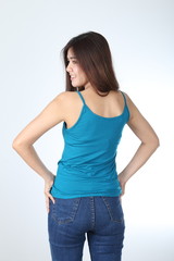 Fototapeta premium Asian girl in blank t-shirt