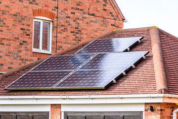 UK Solar Energy Panel on Sunny Roof
