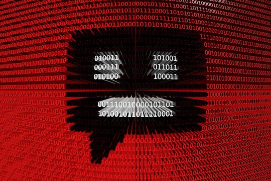 chatbot in the form of binary code, 3D illustration