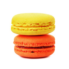 Two orange and yellow macaroon