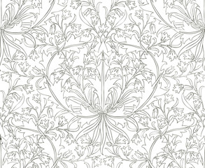Floral seamless pattern for your design. Modern fabric design pattern. Floral seamless pattern for coloring.