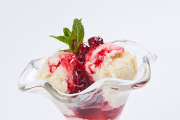 ice cream with berry jam