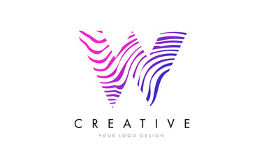 Fototapeta premium W Zebra Lines Letter Logo Design with Magenta Colors