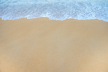 Soft Wave Of Ocean On Sandy Beach. Background. Selective