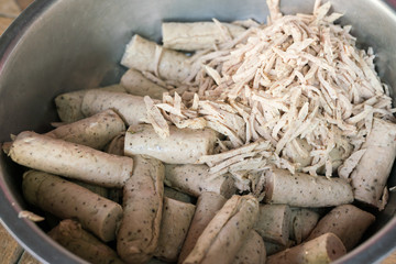 vietnamese sausage in a steel bowl.