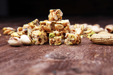 nuts cube of pistachios and peanuts