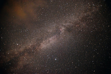 The Milky Way is our galaxy. This long exposure astronomical photograph of the nebula.