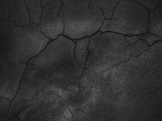 black wall with cracks texture for background
