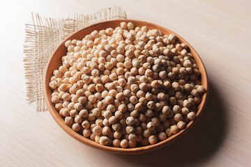 soy beans on wooden table