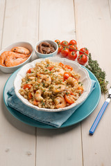 barley salad with shrimp anchovies and tomatoes