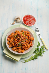 pasta with octopus and tomato sauce