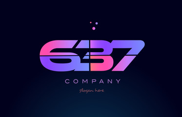 637 pink magenta purple number digit numeral logo icon vector