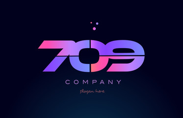 709 pink magenta purple number digit numeral logo icon vector