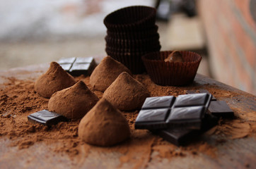 Chocolate truffles. Delicious chocolate dessert
