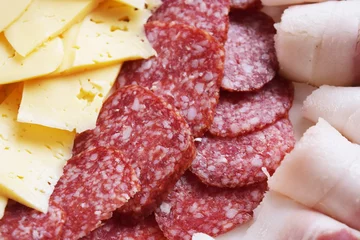 Foto op Plexiglas Ham, salami, sausage and cheese © iaroslav_brylov