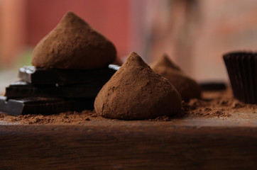 Chocolate truffles. Delicious chocolate dessert