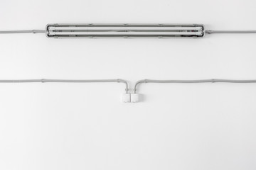Electrician wire on the white walls