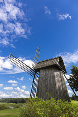 Beautiful rural landscape with old windmill