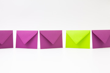 Different colored envelopes on the table