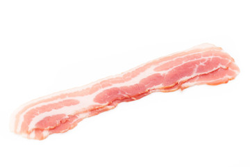 Bacon isolated on white background. Delikatese food.