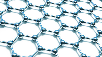Naklejka premium 3d illusrtation of graphene molecules. Nanotechnology background illustration.