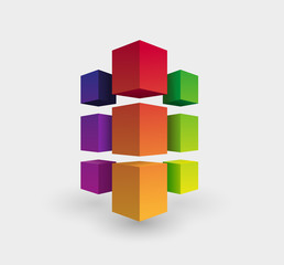 3d cube design business concept, first page element brochure