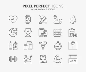 Poster fitness and gym thin line icons 1 © Artco