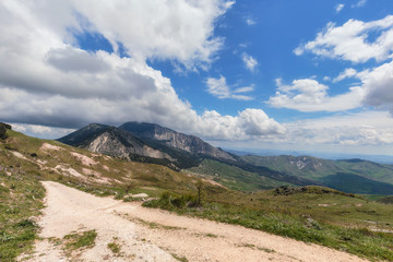 Green Hill Landscape in Central Sicily near Cammarata Mountain in Spring